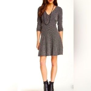 FREE PEOPLE Marled Black/White, Gray Women's Skater Dress